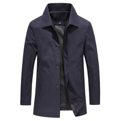 Thijs | Men's Long Windproof Coat in Solid Colors
