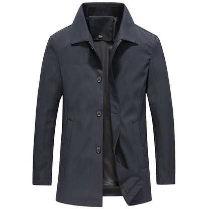 Thijs | Men's Long Windproof Coat in Solid Colors
